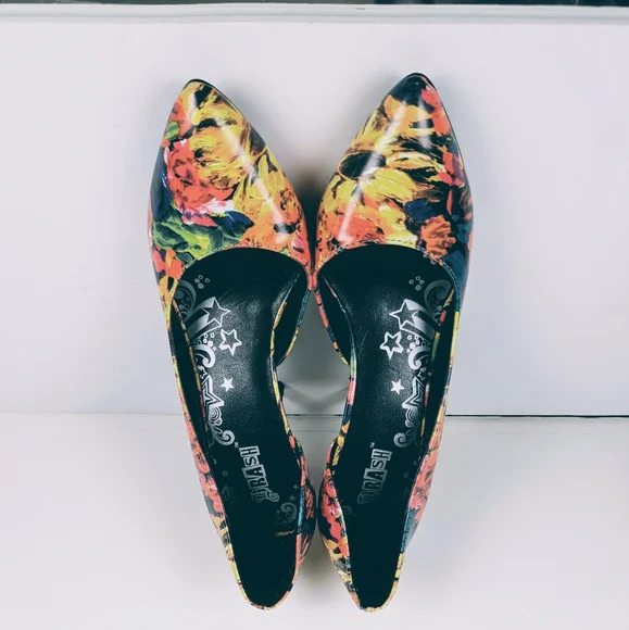 Brash Colorful Floral Slip on Stilettos Heels Dress Shoes Women's size 7 1/2. - Picture 6 of 7